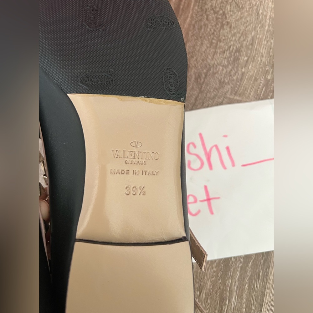 Valentino Garavani Black Calfskin Rockstud Caged Ballerina Flats 39.5 - Picture 3 of 10